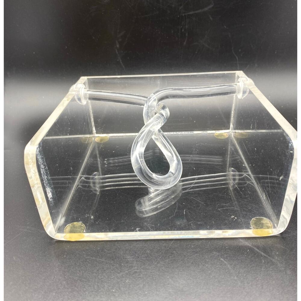 Vintage Rare 1970s Space Age Lucite‎ Clear Napkin Holder Mod twisted rocking